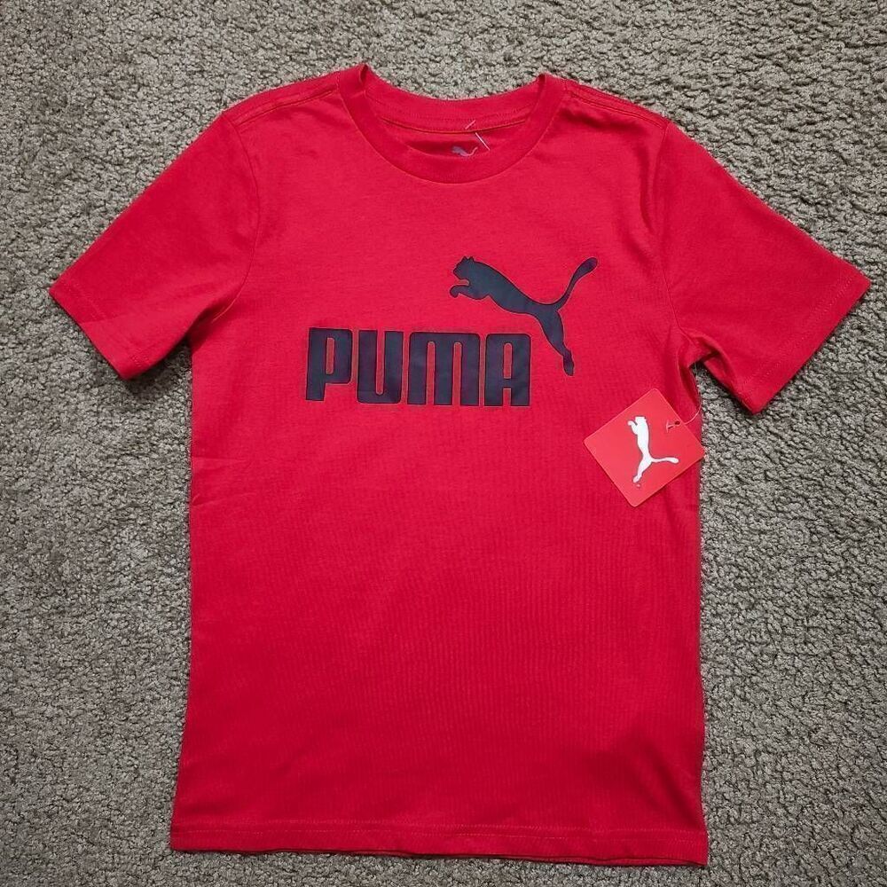 Puma Red Short Sleeve Logo Boys T-shirt -Q